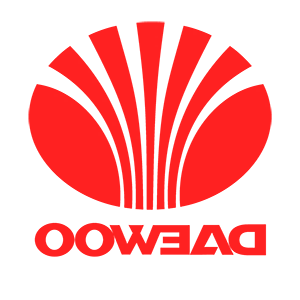 Развернутая по горизонтали Красная наклейка «Daewoo logo» - купить от 26 руб.