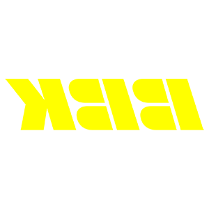 Развернутая по горизонтали Желтая наклейка «BBK (logo)» - купить от 4 руб.